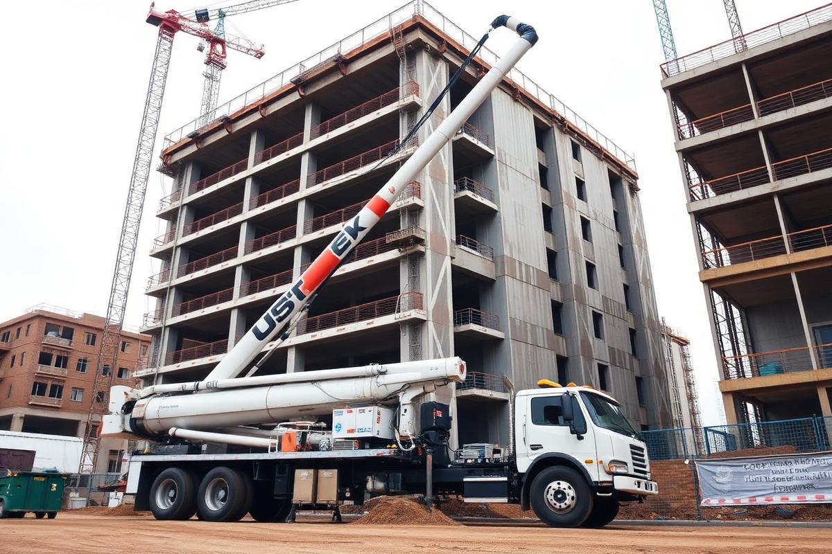 Jasa penyewaan pompa beton long boom saat pengecoran gedung di Morowali